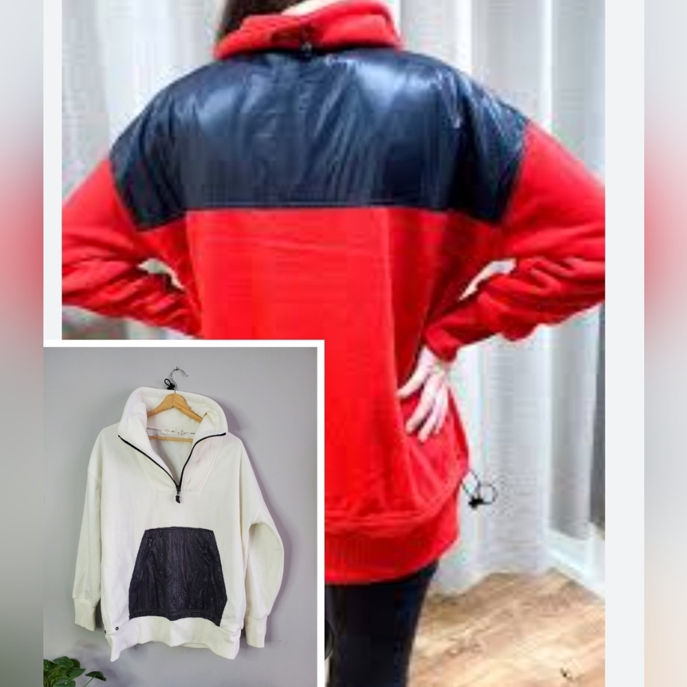 rd style white and black fleece 1/4 zip. Womens xs. EUC. Small spot see photos - Picture 1 of 9